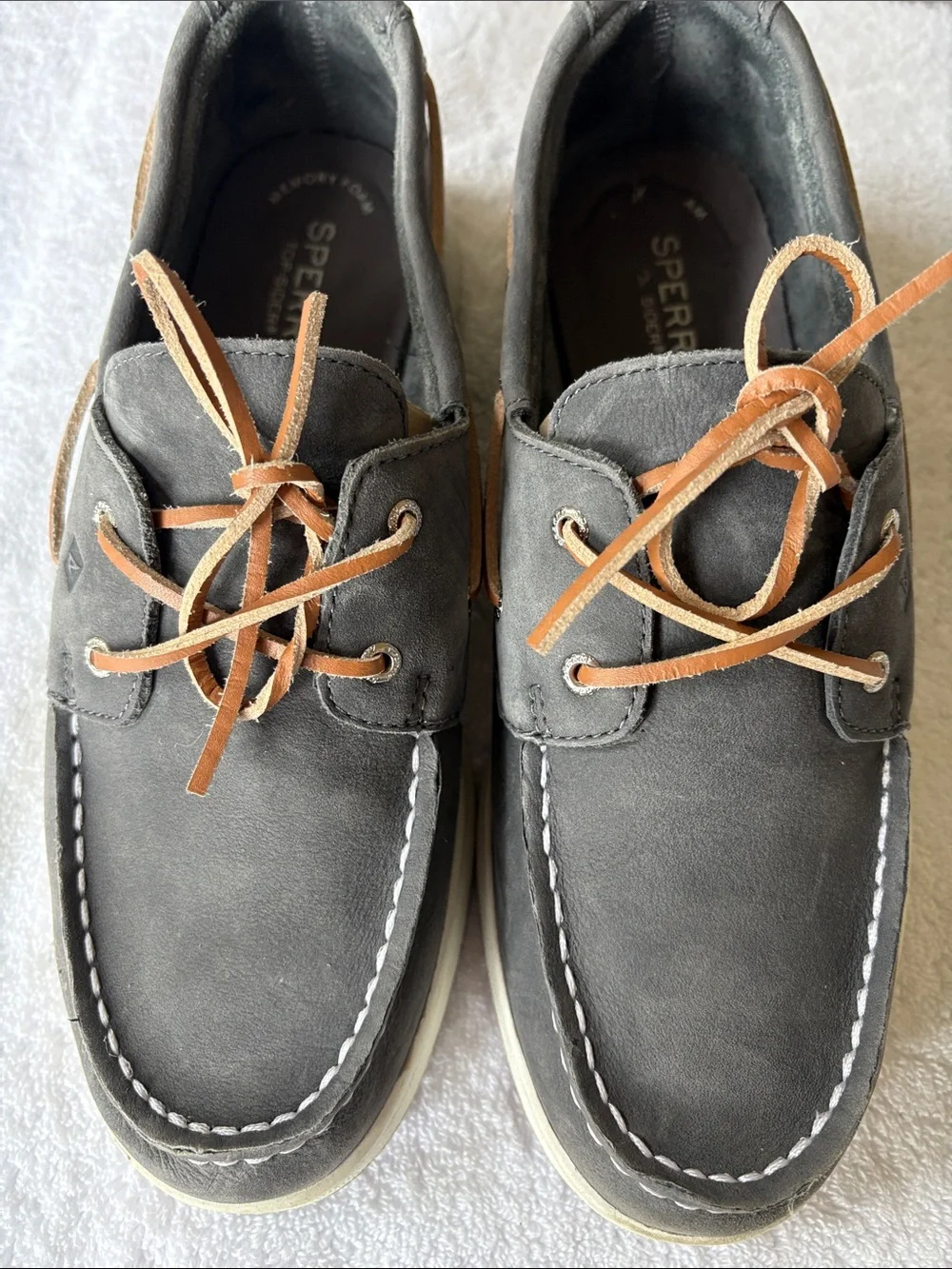 Sperry Top-Sider Cup LL Boat Shoes Boys 6.5M Grey Suede Leather Memory Foam